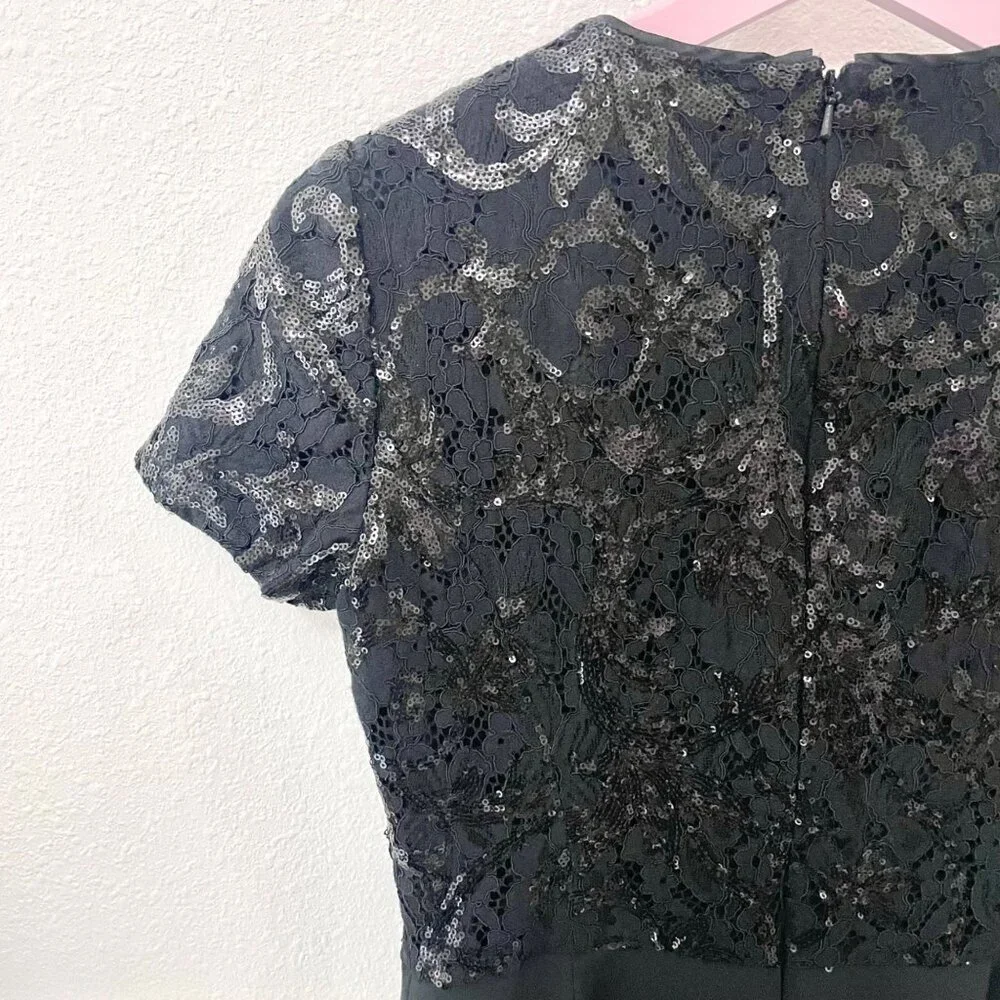 Brooks Brothers Black Short Sleeve Cocktail Sequins Dress Size 2